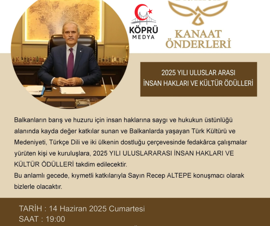 Üsküp’te Anlamlı Buluşma: 2025 Uluslararası İnsan Hakları ve Kültür Ödülleri